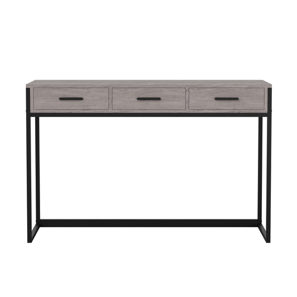 Gray Top/Oil Rubbed Bronze Frame |#| Gray 3 Drawer Home Office Desk with Oil Rubbed Bronze Metal Frame and Hardware