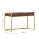 Walnut Top/Polished Brass Frame |#| Walnut 3 Drawer Home Office Desk with Polished Brass Metal Frame and Hardware