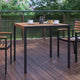 Teak |#| 35inch Square All-Weather Faux Teak Patio Dining Table with Steel Frame - Seats 4