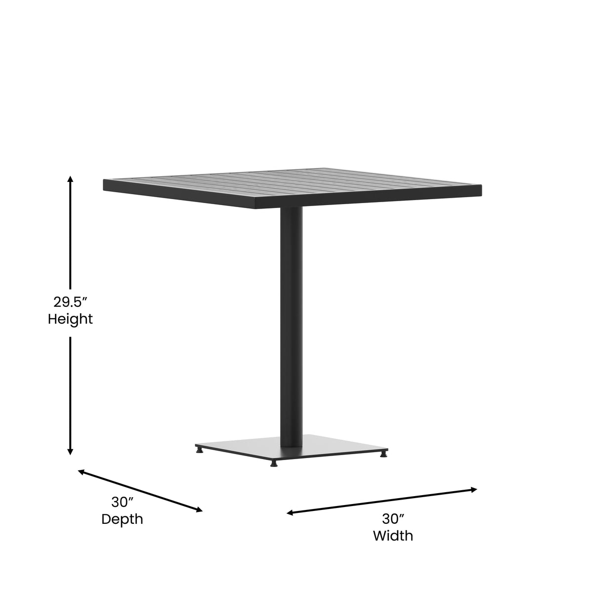 Gray Wash Teak |#| Outdoor Gray Wash Faux Teak Dining Table with Poly Slats - Square Patio Table