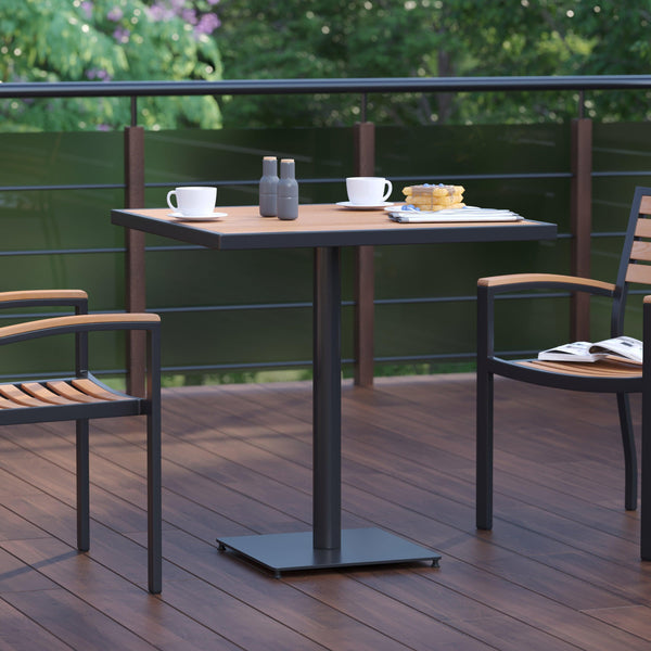 Teak |#| Outdoor Faux Teak Dining Table with Poly Slats - Square Patio Table