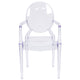 Oval Back Ghost Chair with Arms in Transparent Crystal - Stackable Side Chair