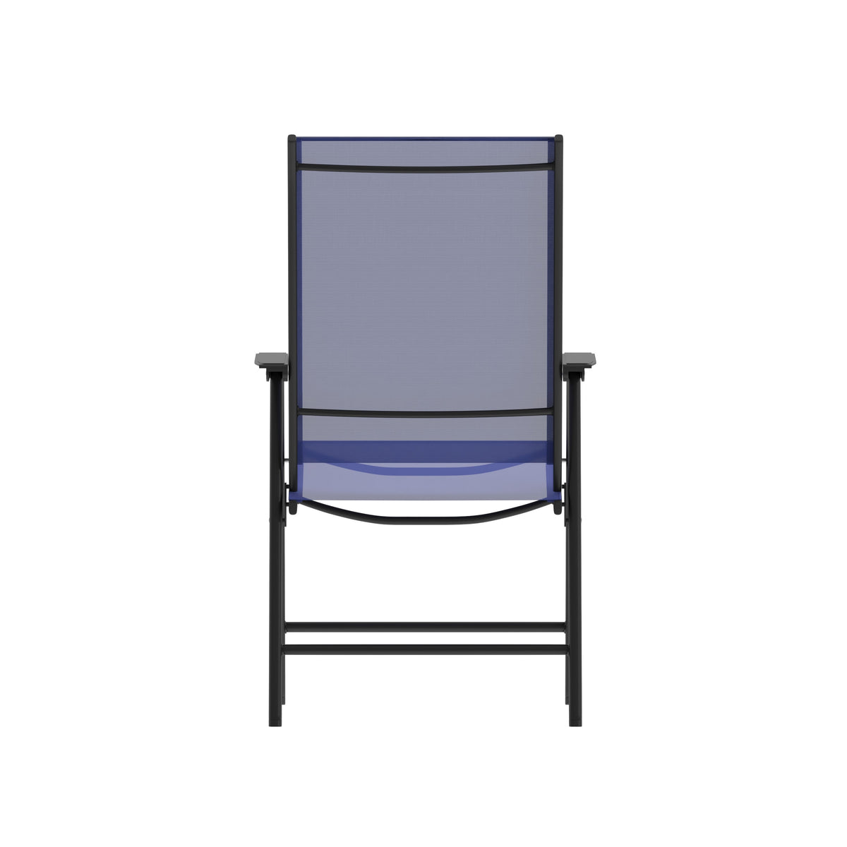 Navy |#| Portable Navy Outdoor Folding Patio Sling Chair with Black Frame - Set of 2
