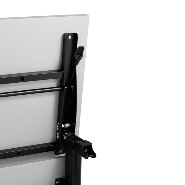 Gray Top/Black Frame |#| Commercial Nesting Flip Training Table with Steel Frame and T-Legs in Gray/Black
