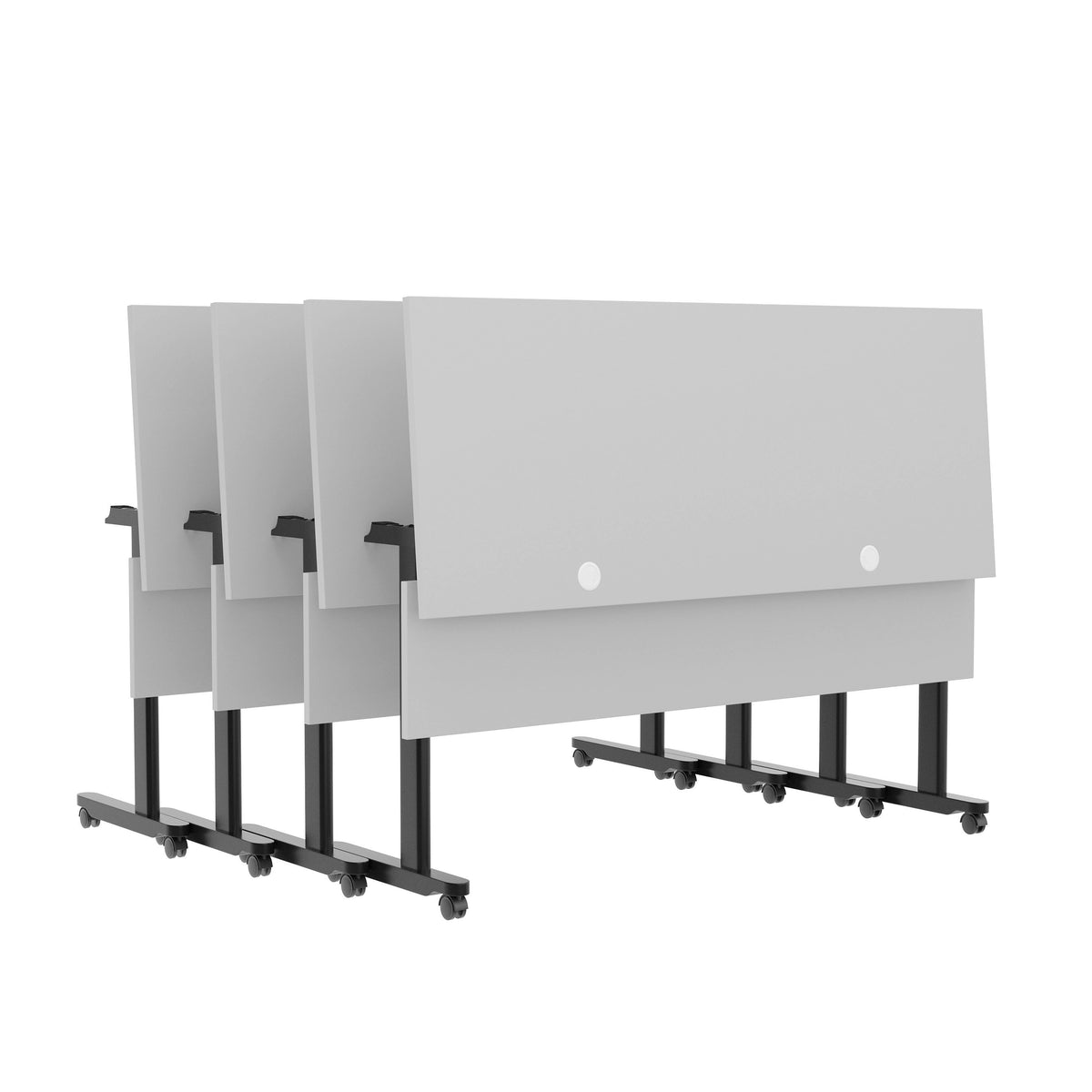Gray Top/Black Frame |#| Commercial Nesting Flip Training Table with Steel Frame and T-Legs in Gray/Black