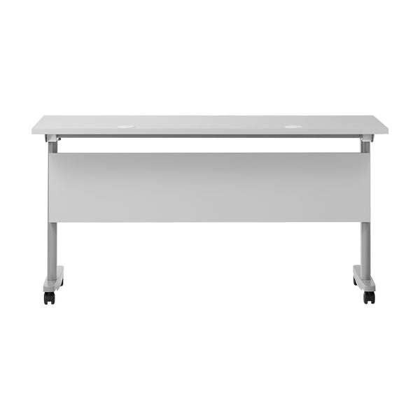 Gray Top/Gray Frame |#| Commercial Nesting Flip Training Table with Steel Frame and T-Legs in Gray
