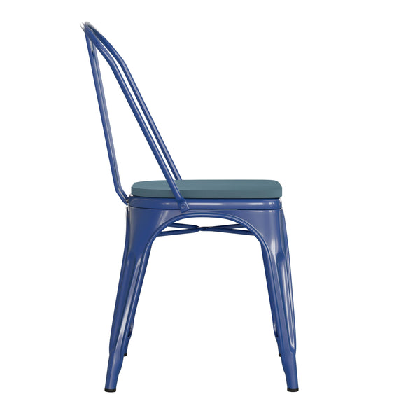 Blue/Teal-Blue |#| All-Weather Commercial Stack Chair & Poly Resin Seat - Blue/Teal-Blue