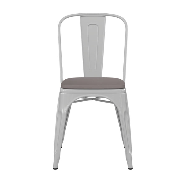 White/Gray |#| All-Weather Commercial Stack Chair & Poly Resin Seat - White/Gray