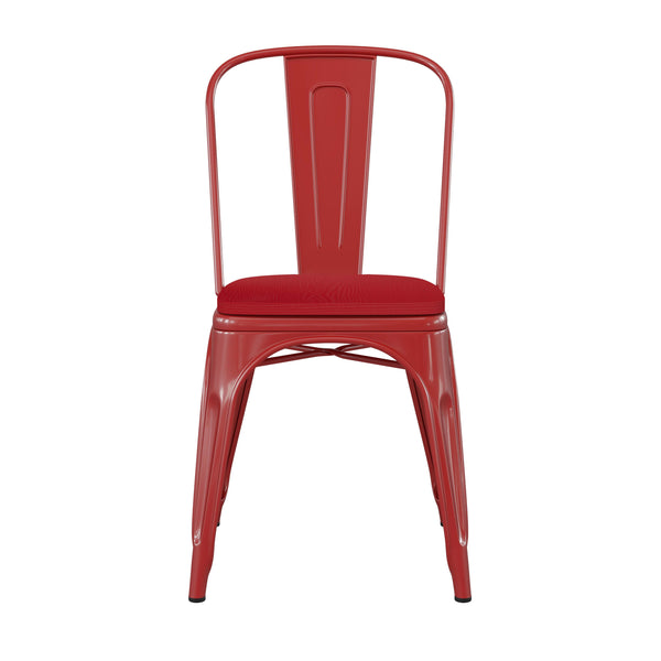 Red/Red |#| All-Weather Commercial Stack Chair & Poly Resin Seat - Red/Red