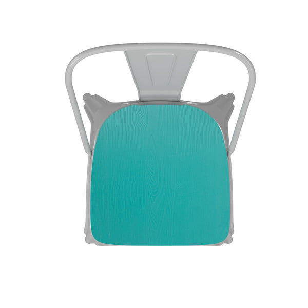 White/Mint Green |#| All-Weather Commercial Stack Chair & Poly Resin Seat - White/Mint