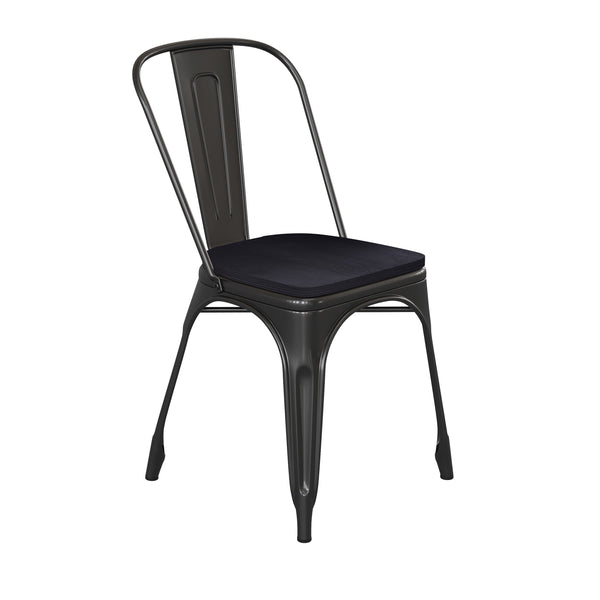 Black/Black |#| All-Weather Commercial Stack Chair & Poly Resin Seat - Black/Black