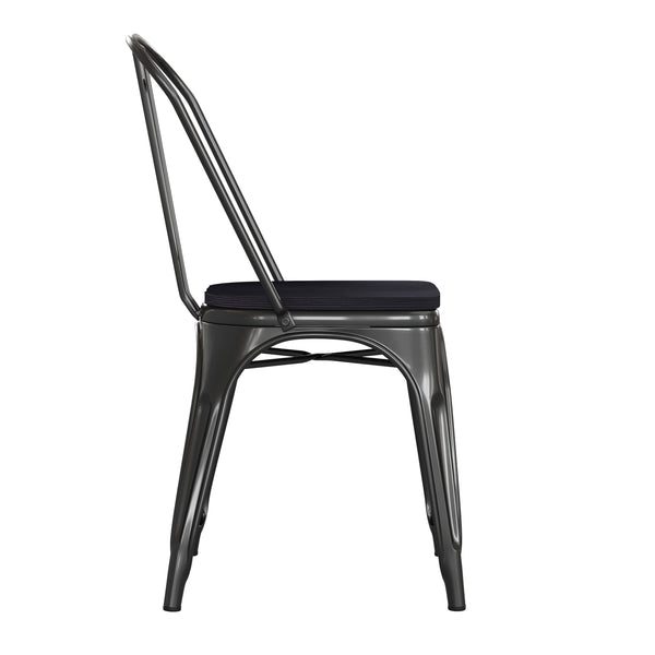 Black/Black |#| All-Weather Commercial Stack Chair & Poly Resin Seat - Black/Black