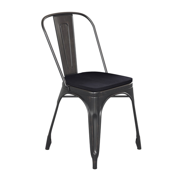 Black-Antique Gold/Black |#| All-Weather Commercial Stack Chair & Poly Resin Seat - Black-Antique Gold/Black