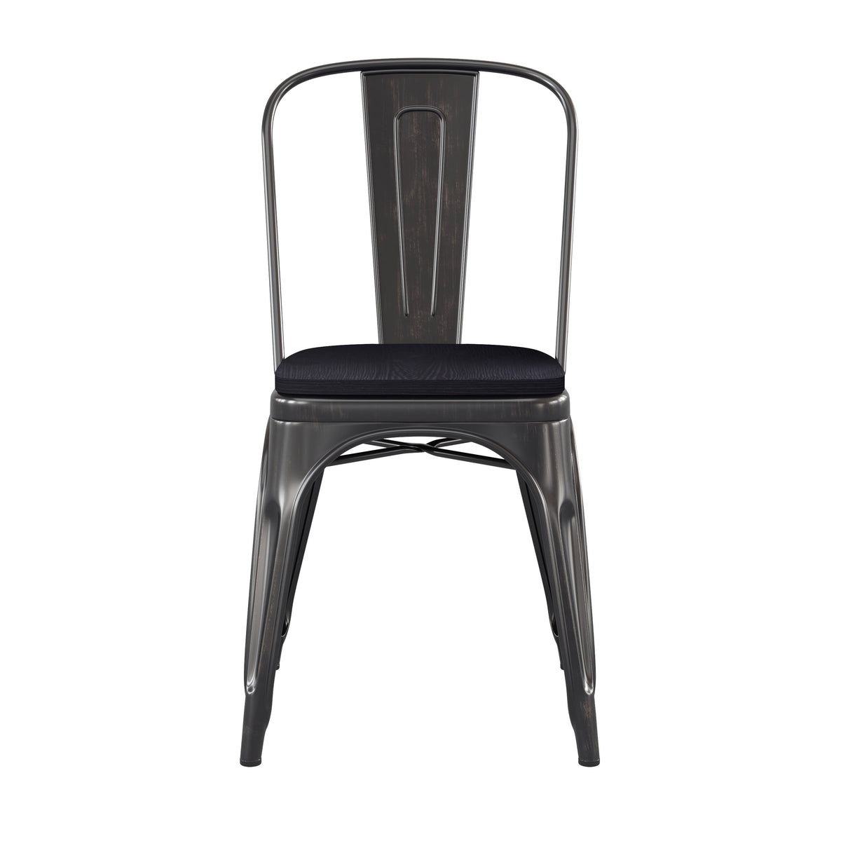 Black-Antique Gold/Black |#| All-Weather Commercial Stack Chair & Poly Resin Seat - Black-Antique Gold/Black