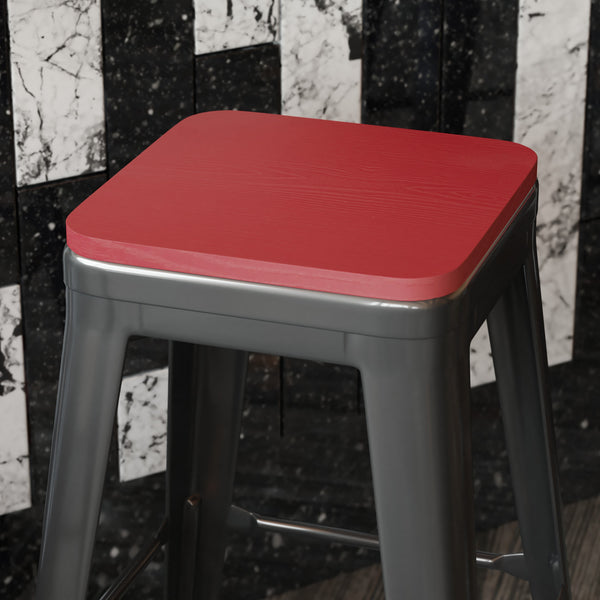 Red |#| All-Weather Polystyrene Seat for Colorful Metal Stools and Chairs - Red