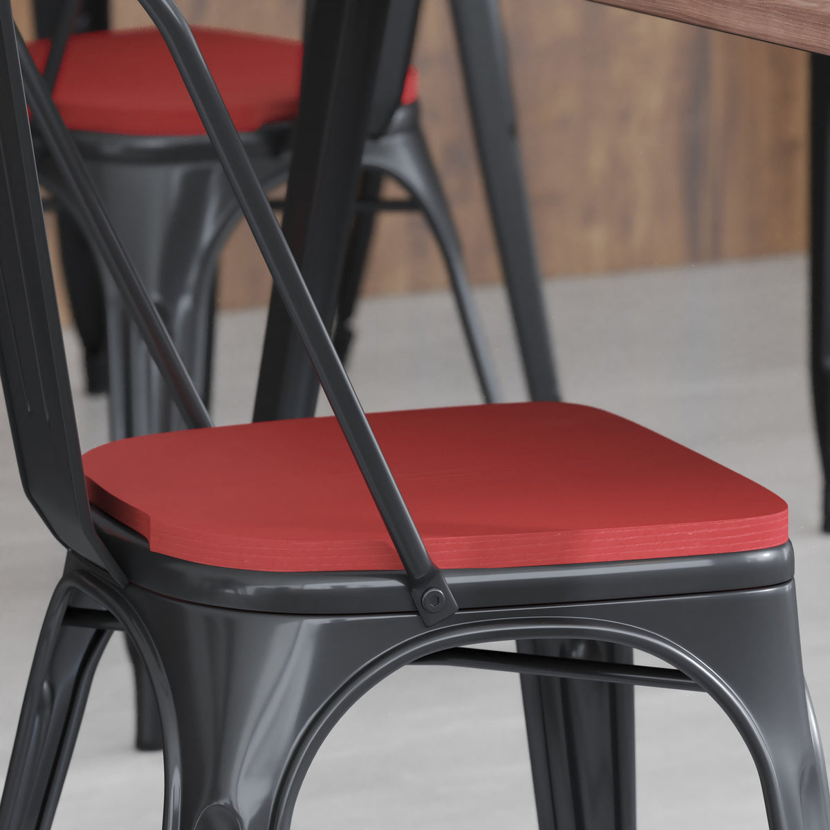 Red |#| All-Weather Polystyrene Seat for Colorful Metal Stools and Chairs - Red