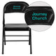 Black |#| Personalized Triple Braced & Double Hinged Black Metal Folding Chair-Event Chair