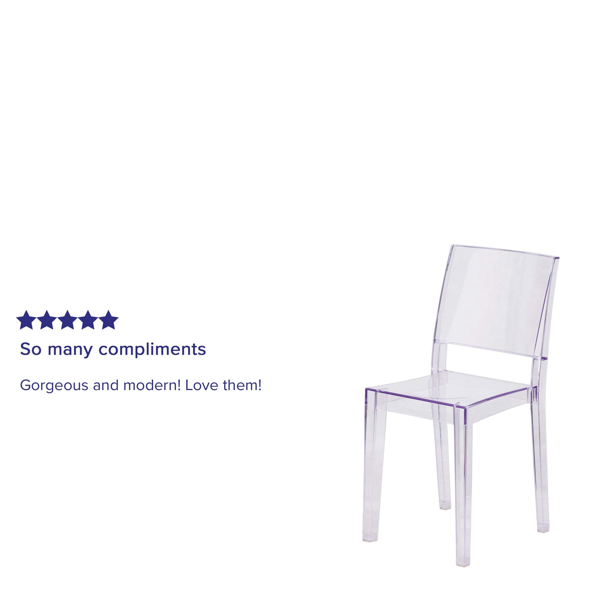 Transparent Stacking Side Chair - Armless Side Chair - Resin Stack Chair