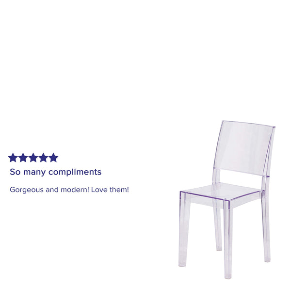 Transparent Stacking Side Chair - Armless Side Chair - Resin Stack Chair