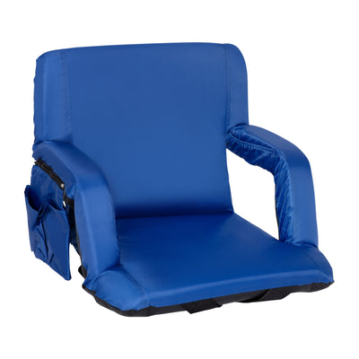 Portable Lightweight Reclining Stadium Chair with Armrests, Padded Back & Seat with Dual Storage Pockets and Backpack Straps