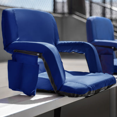 Portable Lightweight Reclining Stadium Chair with Armrests, Padded Back & Seat with Dual Storage Pockets and Backpack Straps - View 2