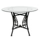 Clear Top/Black Frame |#| 42inch Round Glass Dining Table with Curl Accent Black Metal Frame