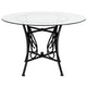 Clear Top/Black Frame |#| 45inch Round Glass Dining Table with Curl Accent Black Metal Frame
