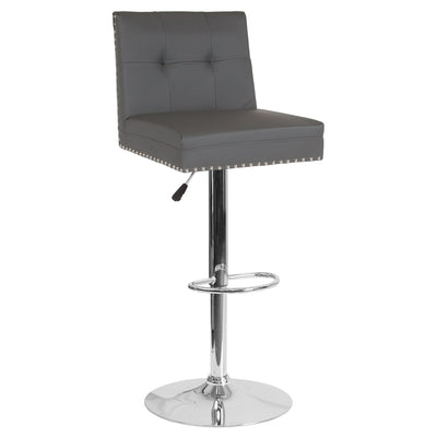 Ravello Contemporary Adjustable Height Barstool with Accent Nail Trim