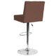 Brown Fabric |#| Adjustable Height Tufted Back Barstool with Accent Nail Trim in Brown Fabric