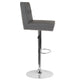 Gray LeatherSoft |#| Adjustable Height Tufted Back Barstool w/Accent Nail Trim in Gray LeatherSoft