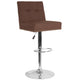 Brown Fabric |#| Adjustable Height Tufted Back Barstool with Accent Nail Trim in Brown Fabric
