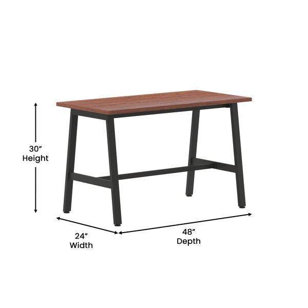 Walnut |#| Commercial 48x24 Conference Table with Laminate Top and A-Frame Base - Walnut