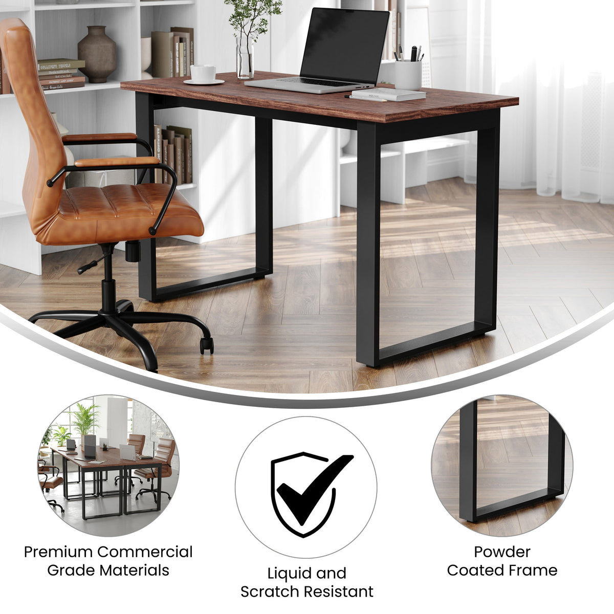 Walnut |#| Commercial 48x24 Conference Table with Laminate Top and U-Frame Base - Walnut