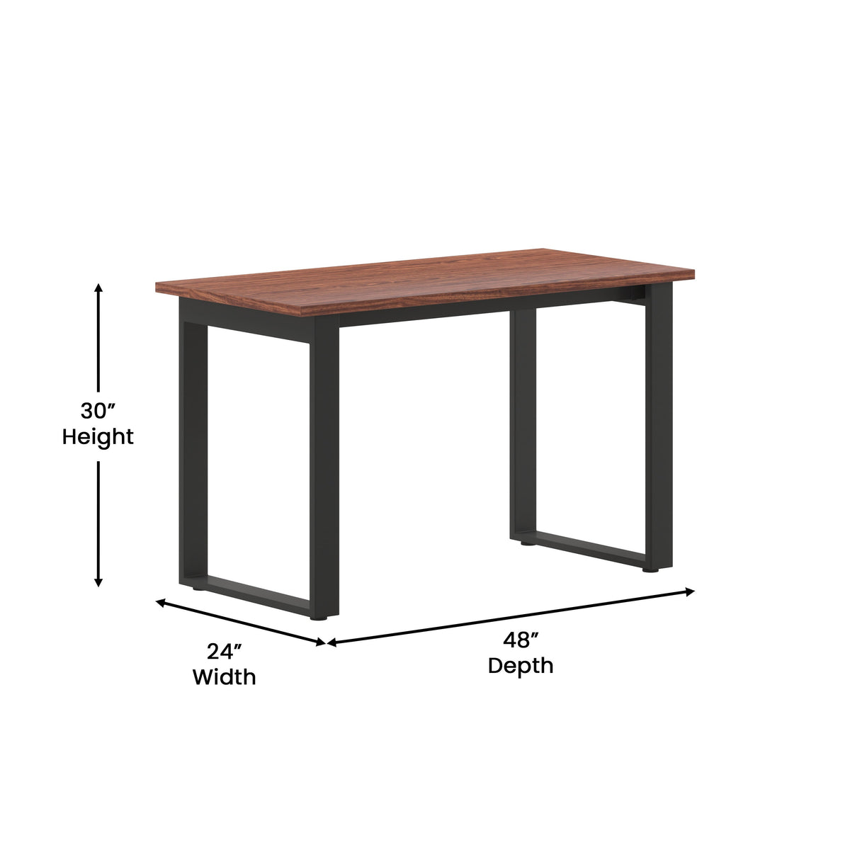 Walnut |#| Commercial 48x24 Conference Table with Laminate Top and U-Frame Base - Walnut