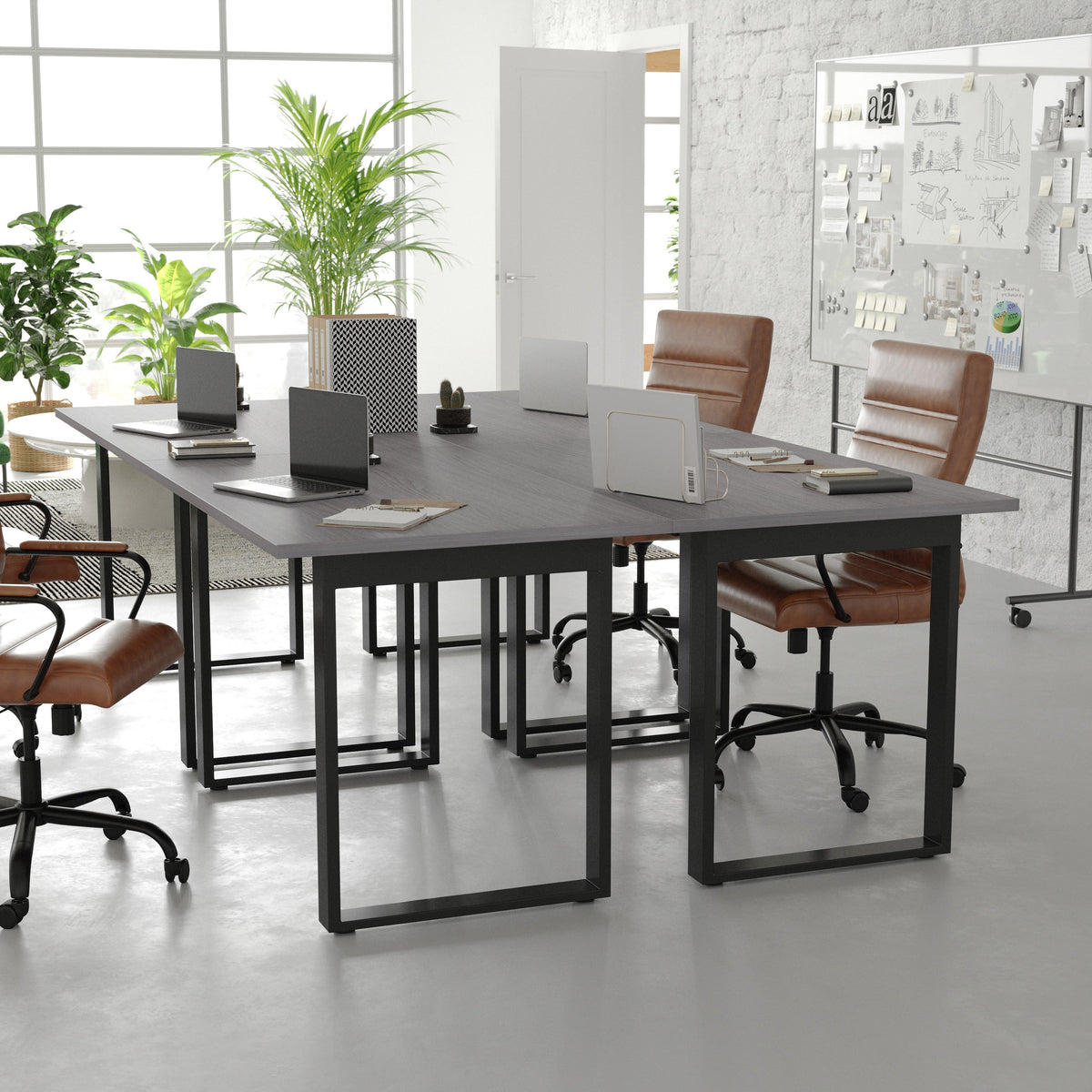 Gray Oak |#| Commercial 48x30 Conference Table with Laminate Top and U-Frame Base - Gray Oak