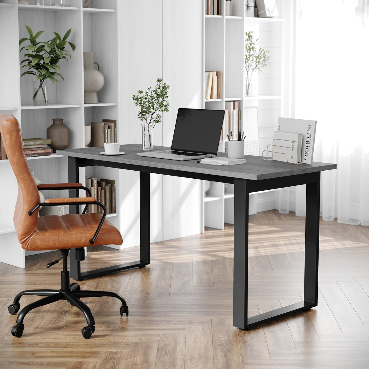 Gray Oak |#| Commercial 60x24 Conference Table with Laminate Top and U-Frame Base - Gray Oak