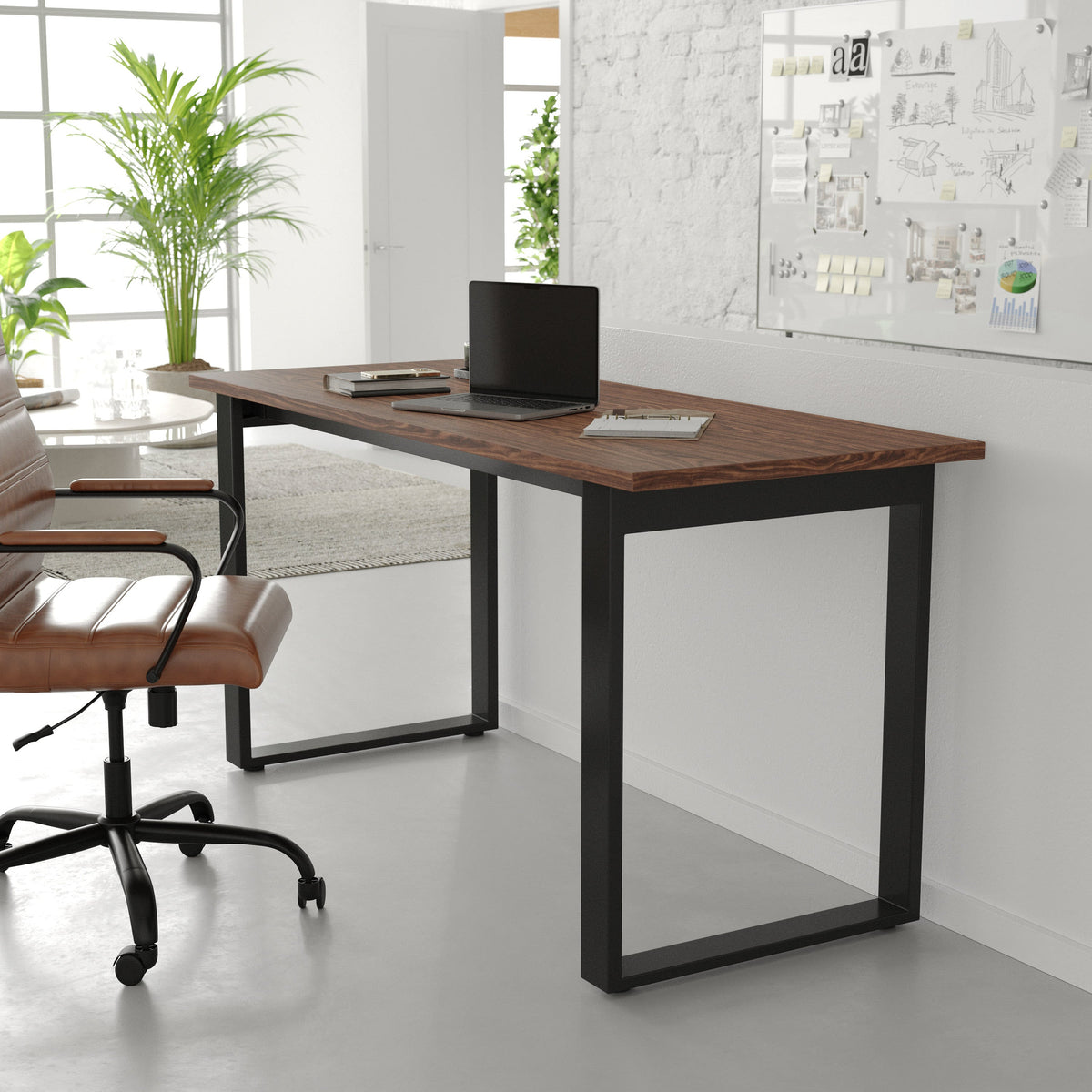 Walnut |#| Commercial 60x24 Conference Table with Laminate Top and U-Frame Base - Walnut