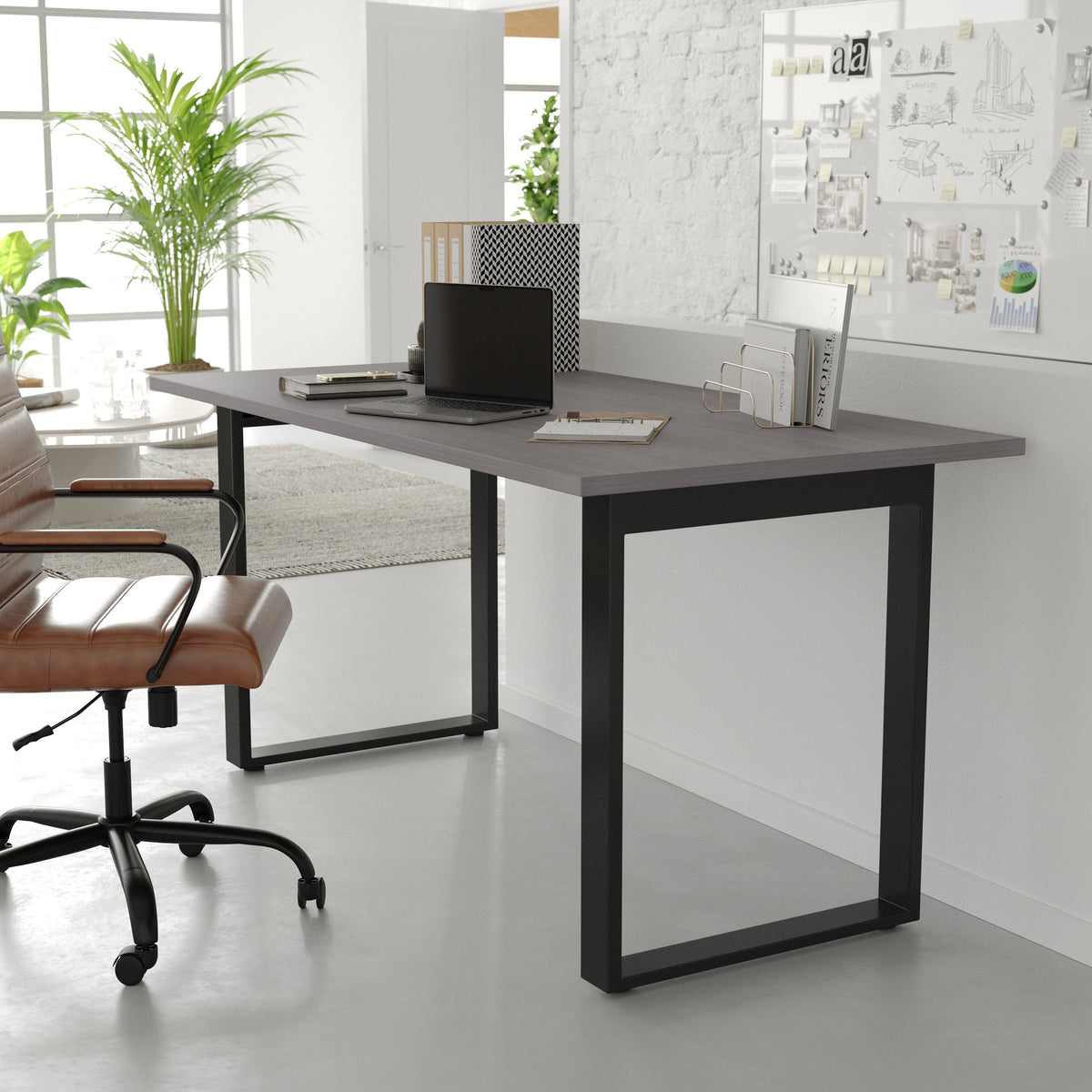 Gray Oak |#| Commercial 60x30 Conference Table with Laminate Top and U-Frame Base - Gray Oak