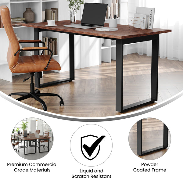 Walnut |#| Commercial 60x30 Conference Table with Laminate Top and U-Frame Base - Walnut