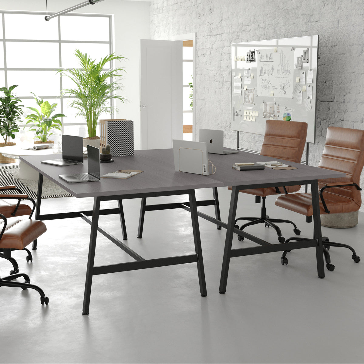 Gray Oak |#| Commercial 72x36 Conference Table with Laminate Top and A-Frame Base - Gray Oak