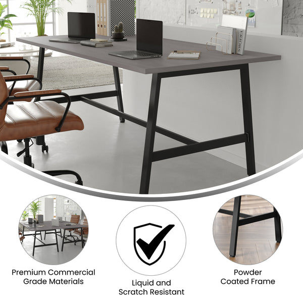 Gray Oak |#| Commercial 72x36 Conference Table with Laminate Top and A-Frame Base - Gray Oak