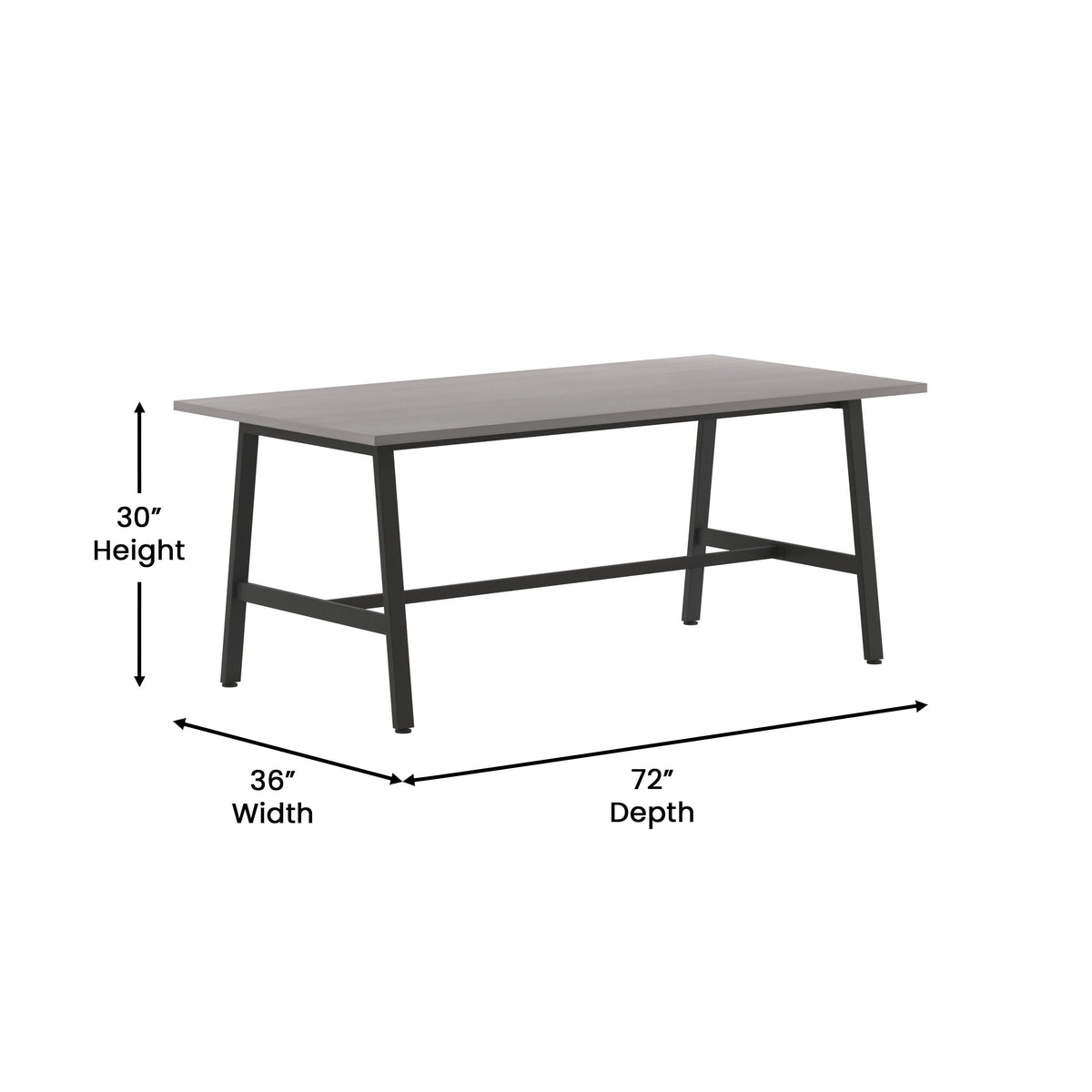 Gray Oak |#| Commercial 72x36 Conference Table with Laminate Top and A-Frame Base - Gray Oak