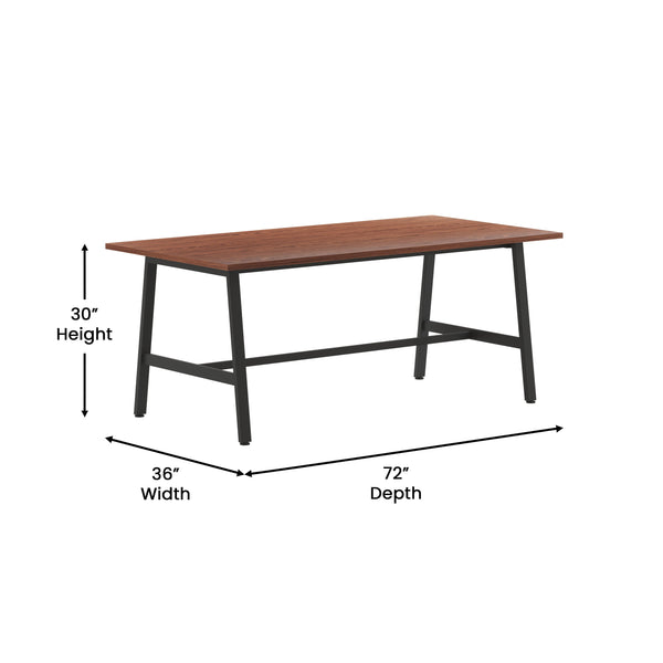 Walnut |#| Commercial 72x36 Conference Table with Laminate Top and A-Frame Base - Walnut