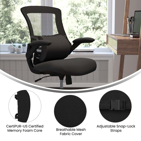 Mobile Adjustable Lumbar Support Pillow for Office Chairs and Car Seats in Black