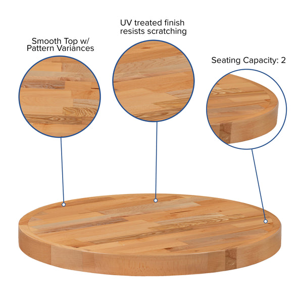 24" |#| 24" Round Butcher Block Style Table Top - Restaurant Table Top