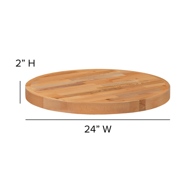 24" |#| 24" Round Butcher Block Style Table Top - Restaurant Table Top