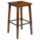 Commercial Grade Rustic Walnut Industrial Style Backless Wood Barstool