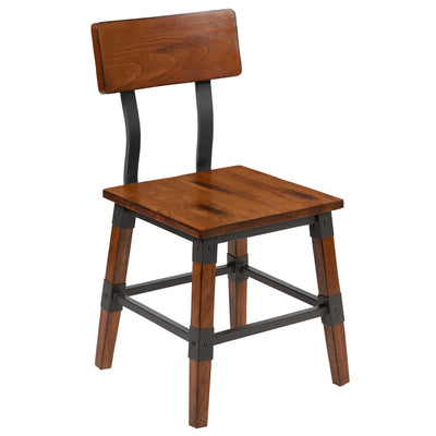 Rustic Antique Industrial Wood Dining Chair - View 1