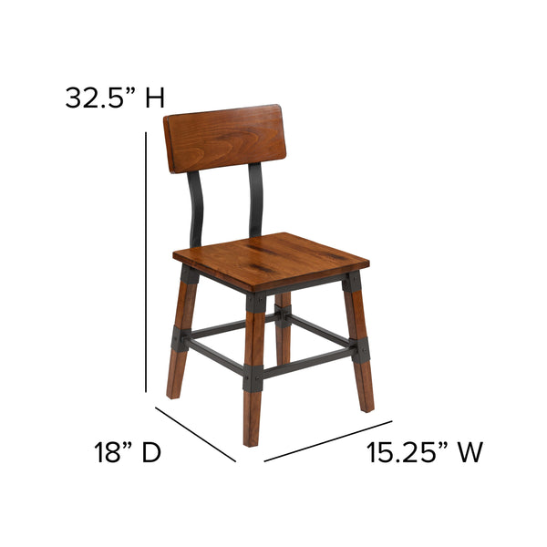 Antique Walnut |#| Commercial Grade Rustic Antique Walnut Industrial Style Wood Dining Chair