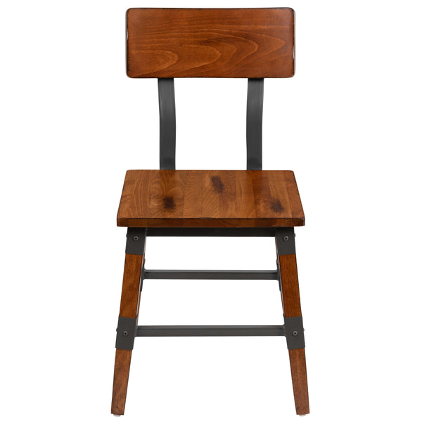 Antique Walnut |#| Commercial Grade Rustic Antique Walnut Industrial Style Wood Dining Chair